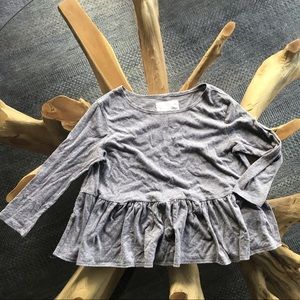 Free People gray peplum 3/4 sleeve top